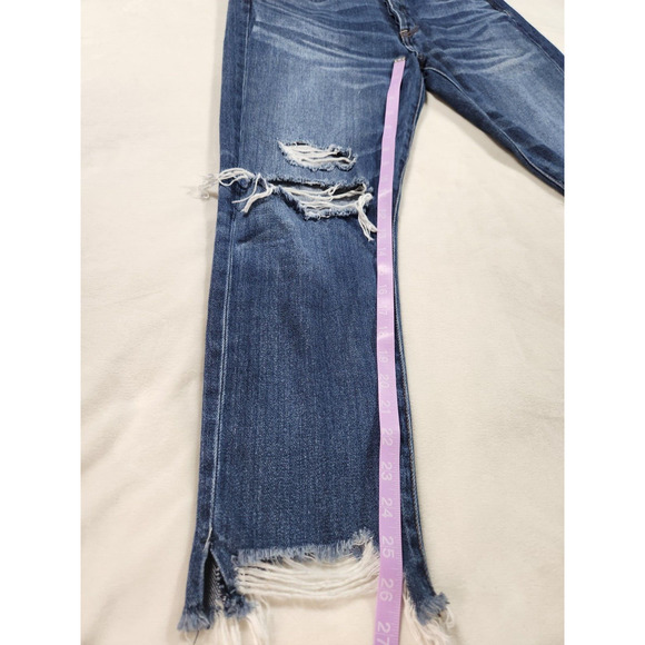 6 Short American Eagle Jeans Womens Hi-Rise Girlfriend Ripped Button Fly Distres - Picture 13 of 16